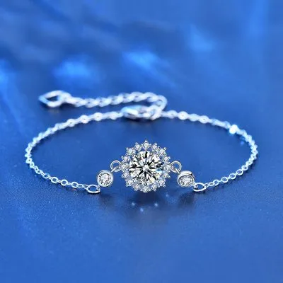 Lắc Tay Bạc Nữ đính Kim Cương Moissanite Hoa Hướng Dương Andi LILI 096952 1