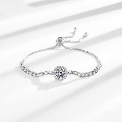 Lắc Tay Bạc Nữ đính Kim Cương Moissanite Tròn Rosemary LILI 103626 3