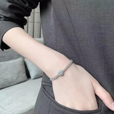 Lắc Tay Bạc Nữ đính Kim Cương Moissanite Tròn Rosemary LILI 103626 4