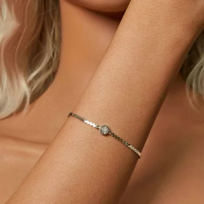 Lắc Tay Bạc Nữ đính Kim Cương Moissanite Tròn Sierra LILI 104608 2