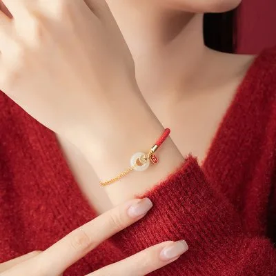 Lắc Tay Bạc Nữ đính Ngọc Bích Hetian đồng điếu Miriam LILI 103256 2