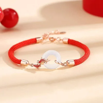 Lắc Tay Bạc Nữ đính Ngọc Bích Hetian đồng điếu Song Ngư Lia LILI 103151 1