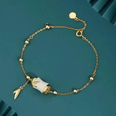 Lắc Tay Bạc Nữ đính Ngọc Bích Hetian Hình Cây Trúc Bexley LILI 098979 1