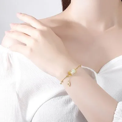 Lắc Tay Bạc Nữ đính Ngọc Bích Hetian Hình Cây Trúc Bexley LILI 098979 4