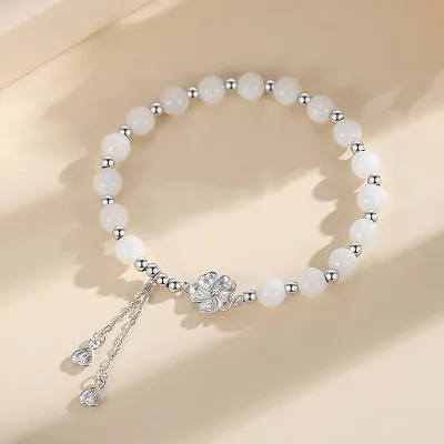 Lắc Tay Bạc Nữ đính Ngọc Bích Hetian Hoa đào Adriana LILI 103506 5