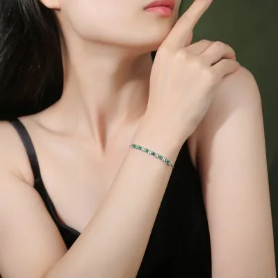 Lắc Tay Bạc Nữ đính Ngọc Lục Bảo Tổng Hợp Ashlynn LILI 097003 1
