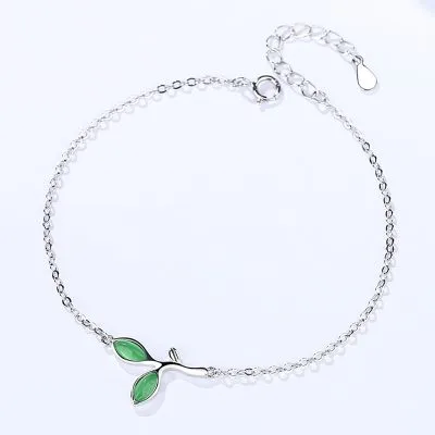 Lắc Tay Bạc Nữ Hình Chiếc Lá Khaleesi LILI 096450 1