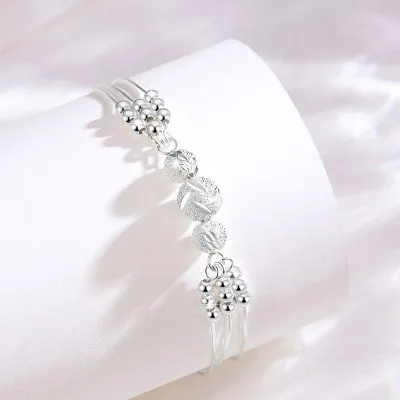 Lắc Tay Bạc Nữ Hình Hạt Tròn 3 Tầng Fatima LILI 103537 3