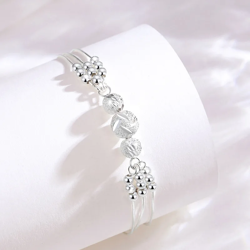 Lắc Tay Bạc Nữ Hình Hạt Tròn 3 Tầng Fatima LILI 103537 3