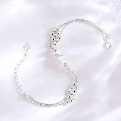 Lắc Tay Bạc Nữ Hình Hạt Tròn 3 Tầng Fatima LILI 103537 4