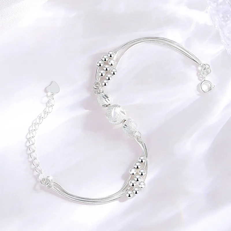 Lắc Tay Bạc Nữ Hình Hạt Tròn 3 Tầng Fatima LILI 103537 4