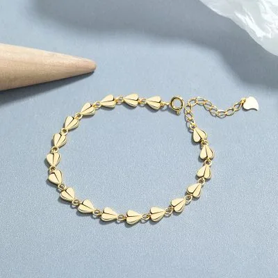 Lắc Tay Bạc Nữ Trơn Chuỗi Trái Tim Michelle LILI 103693 2