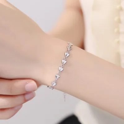 Lắc Tay Bạc Nữ Trơn Chuỗi Trái Tim Michelle LILI 103693 3
