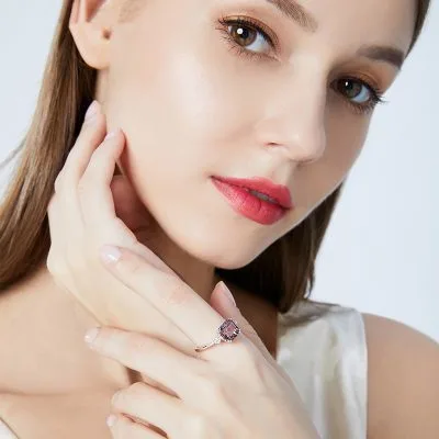 Nhẫn Bạc Nữ đính đá CZ Morganite LILI 094327 2