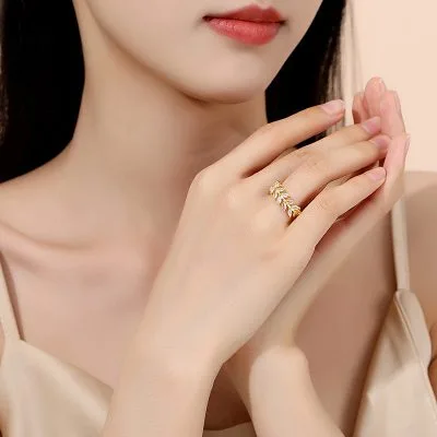 Nhẫn Bạc Nữ đính đá CZ Hình Cây Lúa Mì Finley LILI 093865 2