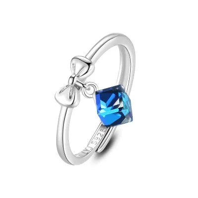 Nhẫn Bạc Nữ đính đá CZ Hình Chiếc Nơ Xinh Xắn Genevieve LILI 093669 3