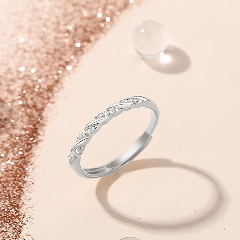 Nhẫn Bạc Nữ đính đá CZ Hình Chuỗi Xoắn Hallie LILI 093894 5