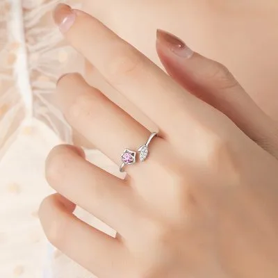 Nhẫn Bạc Nữ đính đá CZ Hình Hoa Anh đào Alicia LILI 103892 2