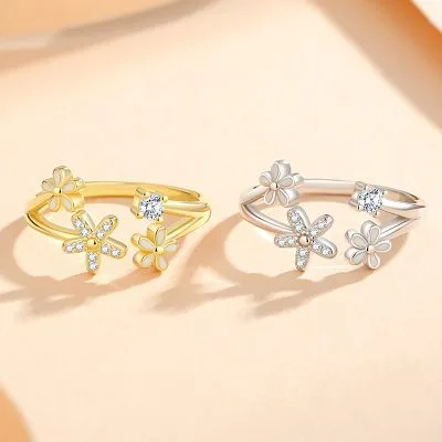 Nhẫn Bạc Nữ đính đá CZ Hình Hoa Cúc Trắng Frances LILI 104004 2