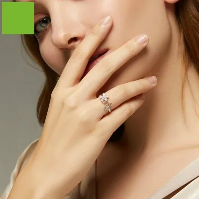 Nhẫn Bạc Nữ đính đá CZ Hình Hoa đào Holland LILI 104823 2
