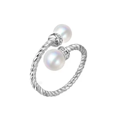 Nhẫn Bạc Nữ đính đá CZ, Ngọc Trai Dạng Xoắn Jordyn LILI 093947 3