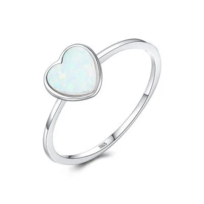 Nhẫn Bạc Nữ đính đá Opal Hình Trái Tim Giselle LILI 094373 1