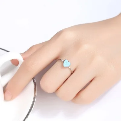 Nhẫn Bạc Nữ đính đá Opal Hình Trái Tim Giselle LILI 094373 2