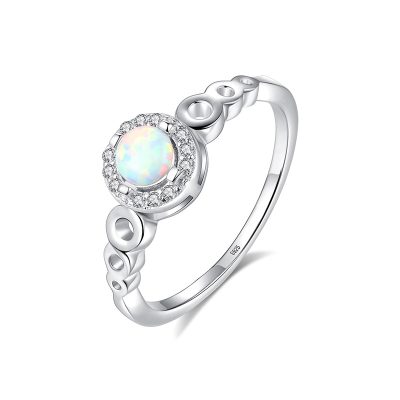 Nhẫn Bạc Nữ đính đá Opal Tròn Alessia LILI 094421 1