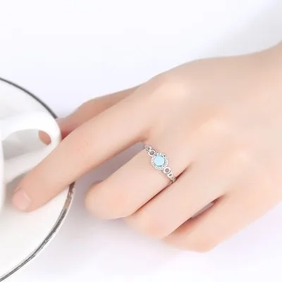 Nhẫn Bạc Nữ đính đá Opal Tròn Alessia LILI 094421 2