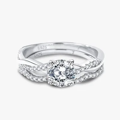 Nhẫn Bạc Nữ đính Kim Cương Moissanite 2 Tầng Eliana LILI 092787 1