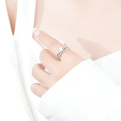 Nhẫn Bạc Nữ đính Kim Cương Moissanite 2 Tầng Eliana LILI 092787 3