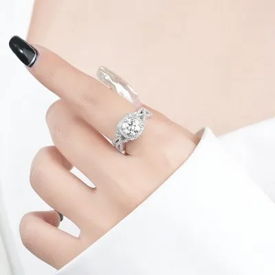 Nhẫn Bạc Nữ đính Kim Cương Moissanite 2 Tầng Genesis LILI 093087 3