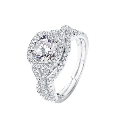 Nhẫn Bạc Nữ đính Kim Cương Moissanite 2 Tầng Genesis LILI 093087 4