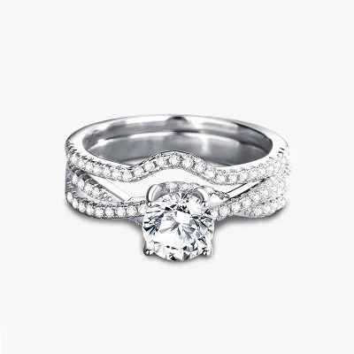 Nhẫn Bạc Nữ đính Kim Cương Moissanite 2 Tầng Hailey LILI 093211 1