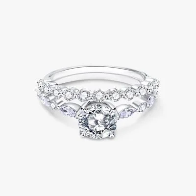 Nhẫn Bạc Nữ đính Kim Cương Moissanite 2 Tầng Natalia LILI 093185 1