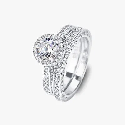 Nhẫn Bạc Nữ đính Kim Cương Moissanite 2 Tầng Quinn LILI 093135 1