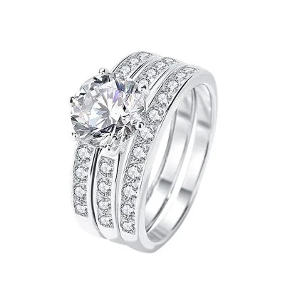Nhẫn Bạc Nữ đính Kim Cương Moissanite 3 Tầng Tách Rời Alice LILI 093065 5