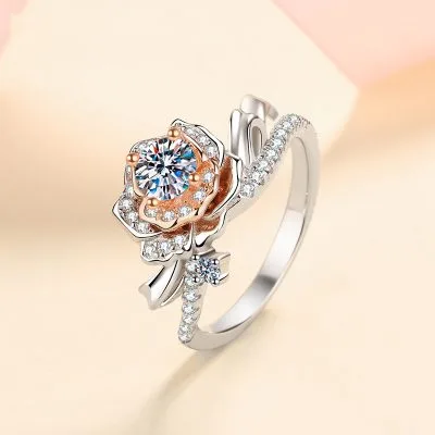 Nhẫn Bạc Nữ đính Kim Cương Moissanite Bông Hoa Hồng Rose LILI 094802 1
