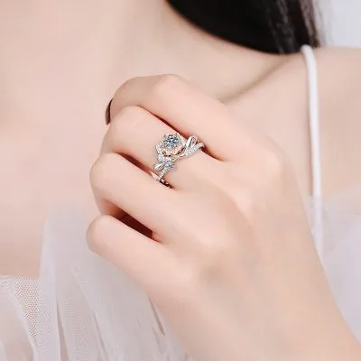 Nhẫn Bạc Nữ đính Kim Cương Moissanite Bông Hoa Hồng Rose LILI 094802 4