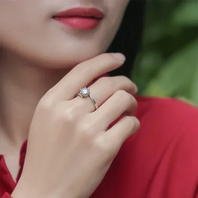 Nhẫn Bạc Nữ đính Kim Cương Moissanite Hình Bông Tuyết Ariana LILI 093315 3