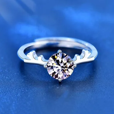 Nhẫn Bạc Nữ đính Kim Cương Moissanite Hình Gạc Nai Valeria LILI 093594 1