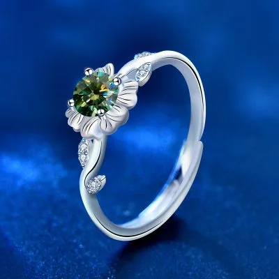 Nhẫn Bạc Nữ đính Kim Cương Moissanite Hoa Hướng Dương Lucia LILI 093474 2