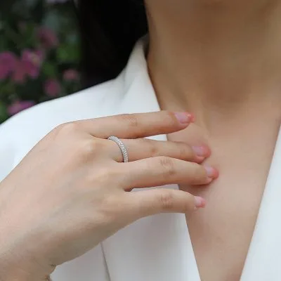 Nhẫn Bạc Nữ đính Kim Cương Moissanite Tròn Avianna LILI 104124 2