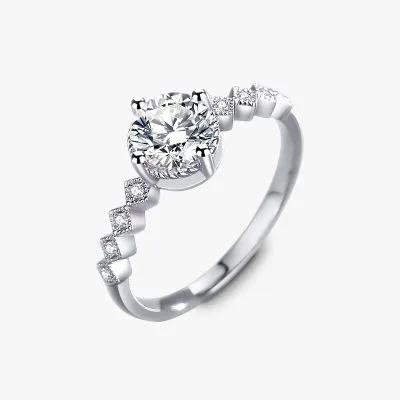 Nhẫn Bạc Nữ đính Kim Cương Moissanite Tròn Emely LILI 104159 1
