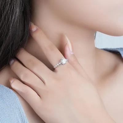 Nhẫn Bạc Nữ đính Kim Cương Moissanite Tròn Emely LILI 104159 4