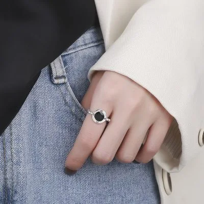 Nhẫn Bạc Nữ Nam Unisex đĩa Số La Mã Nadia LILI 104065 4