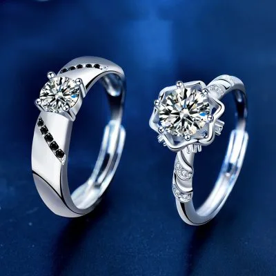 Nhẫn Cặp đôi Bạc đính Kim Cương Moissanite Alberto LILI 096908 1