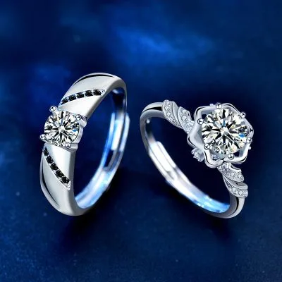 Nhẫn Cặp đôi Bạc đính Kim Cương Moissanite Alberto LILI 096908 2