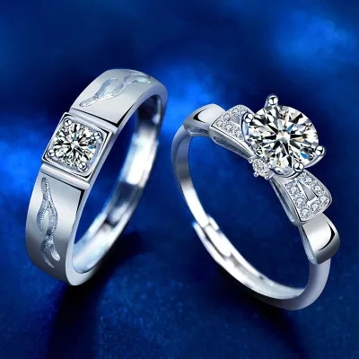 Nhẫn Cặp đôi Bạc đính Kim Cương Moissanite Halo LILI 096946 1