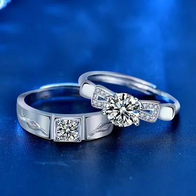 Nhẫn Cặp đôi Bạc đính Kim Cương Moissanite Halo LILI 096946 2